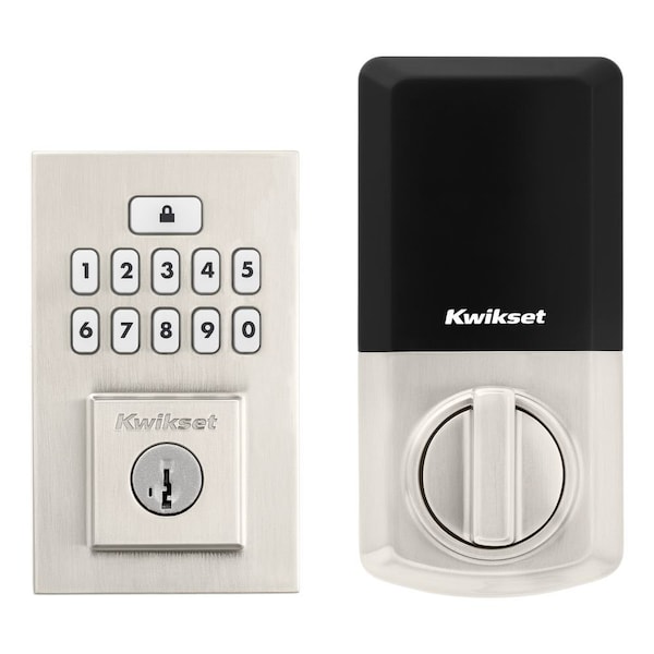 Contemporary SmartCode Keypad Electronic Deadbolt SmartKey Satin Nickel Finish